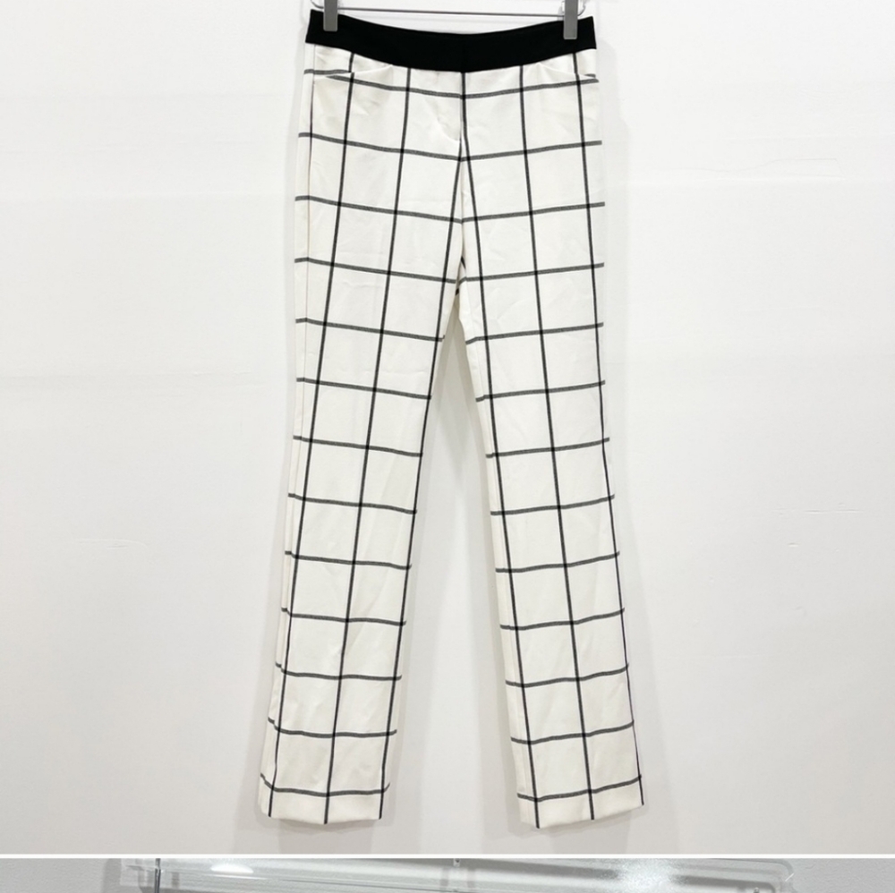 Express Editor Windowpane Pants 00r White Black - image 3